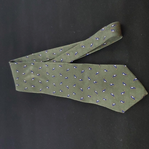 NEO BILL BLASS Men's Green Patterned Tie - Picture 4 of 8